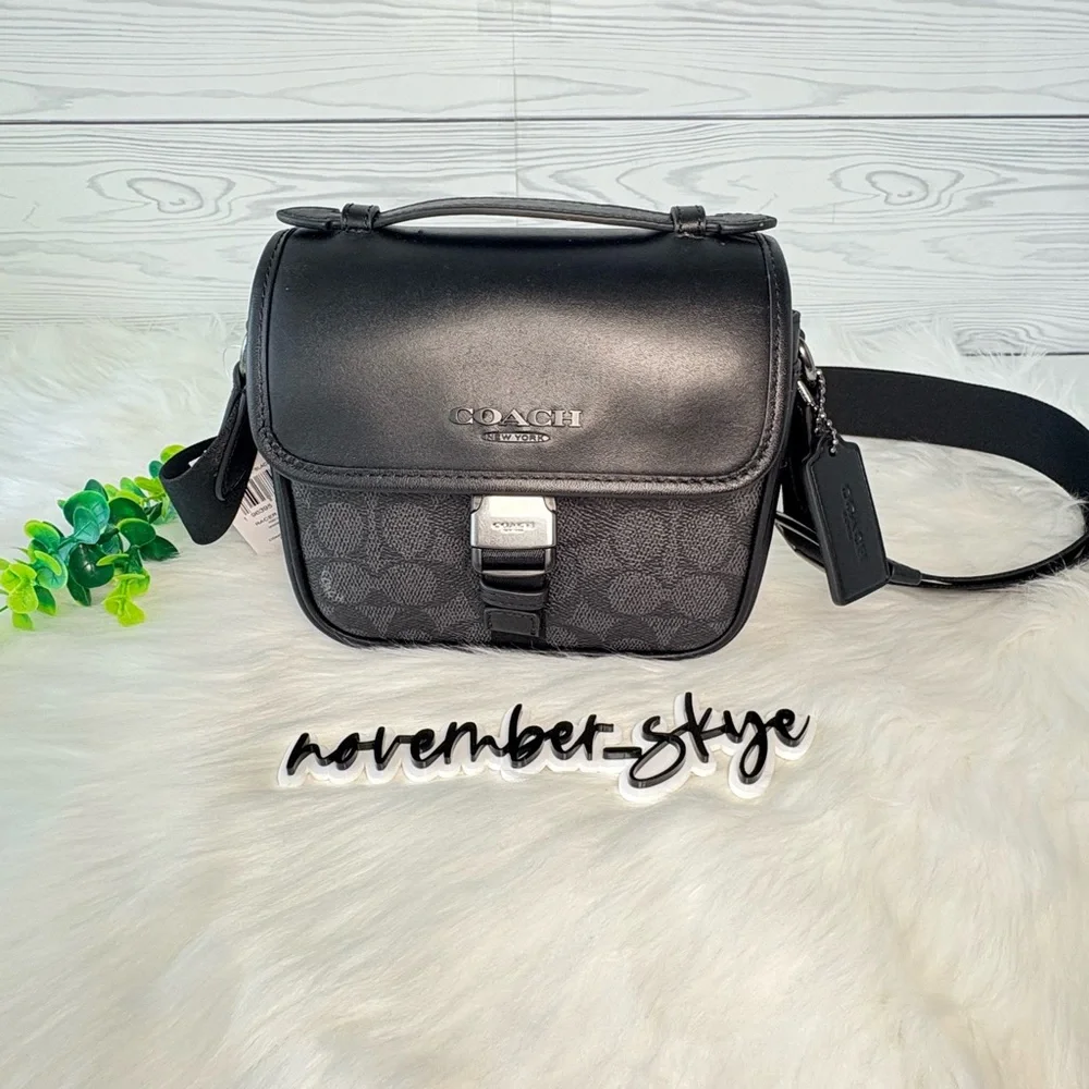 Coach Racer Gunmetal/Charcoal/Black Crossbody Bag - Picture 2 of 15
